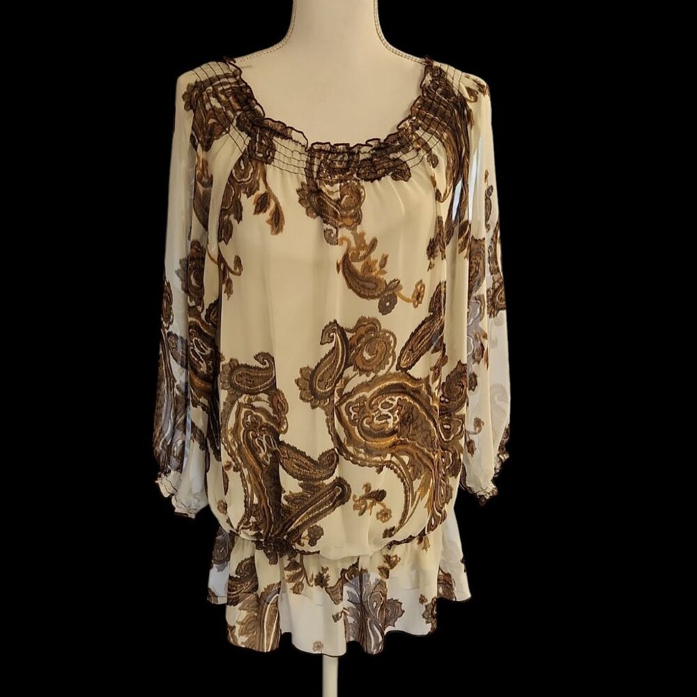 INC Sheer Peasant Blouse with Camisole